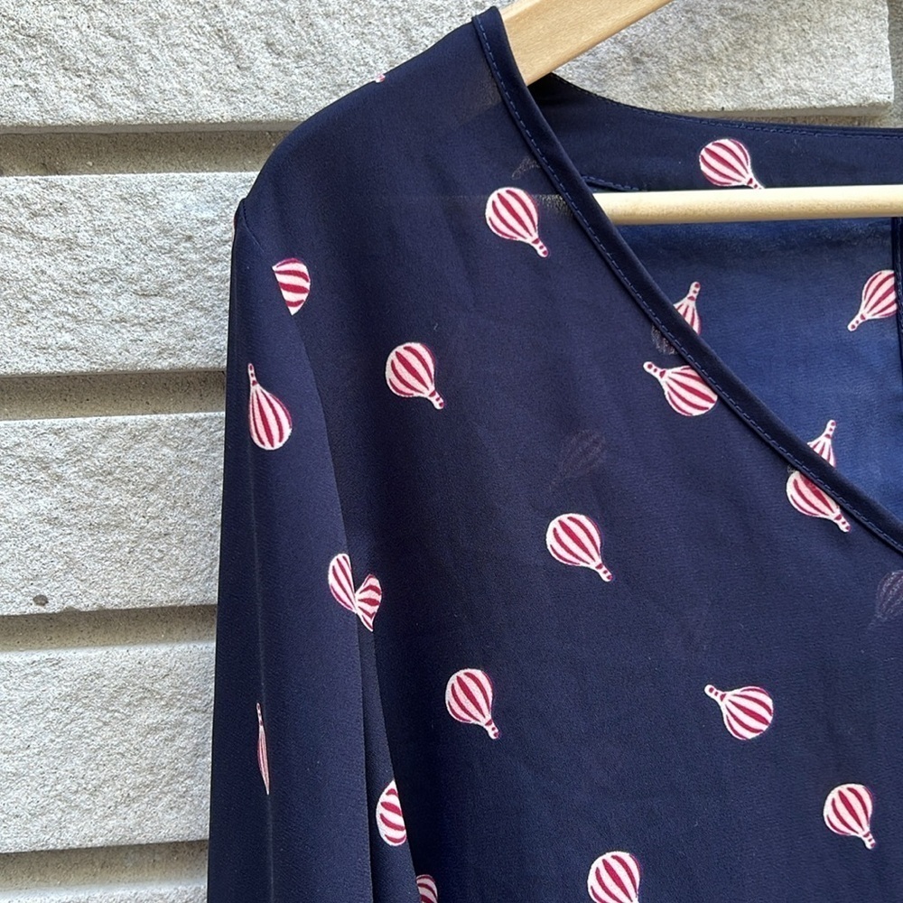 Torrid Sheer Hot Air Balloon Blouse Navy - Picture 6 of 12